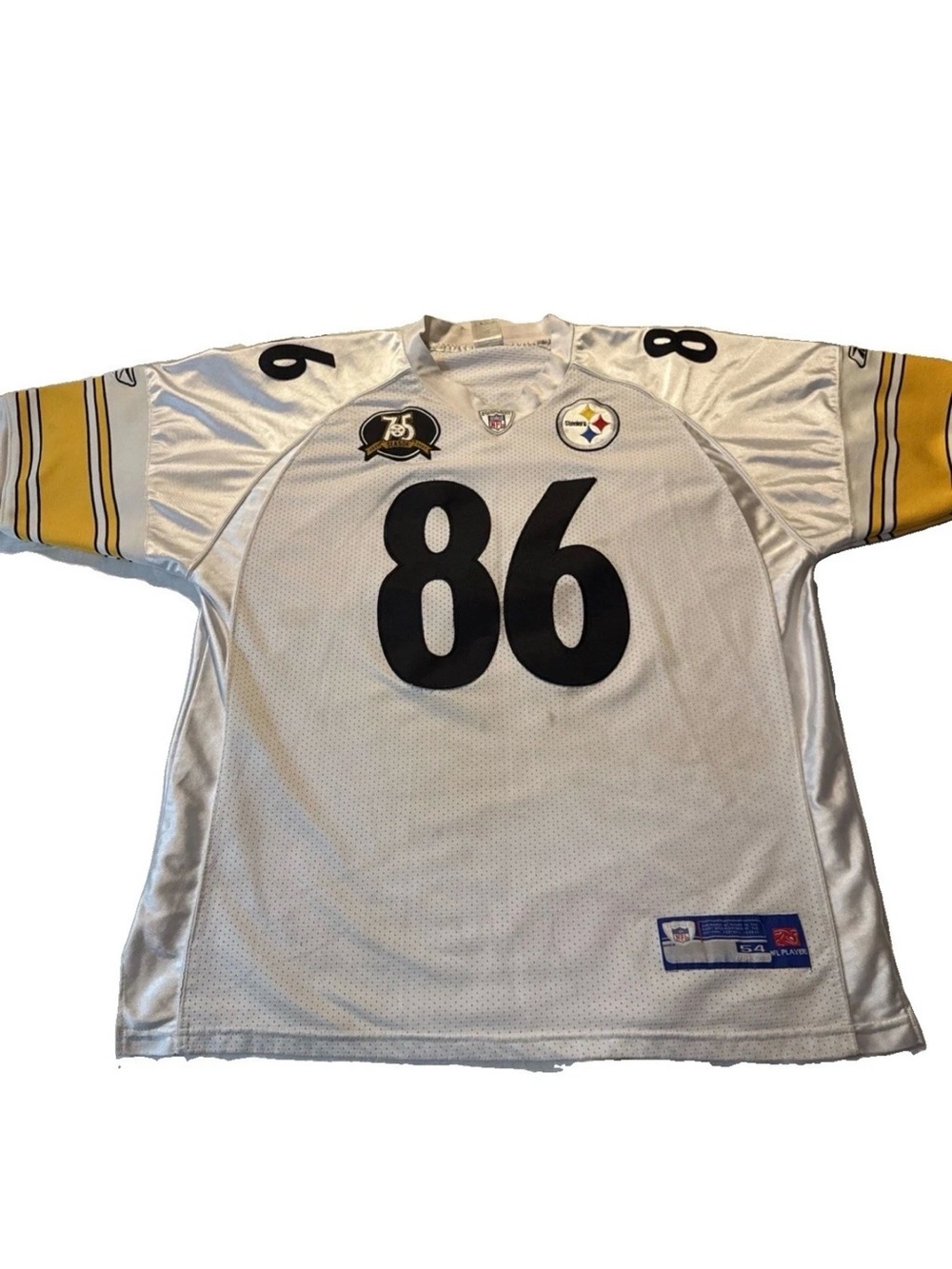 Hines Ward 86 Reebok Authentic Pittsburgh Steelers NFL Jersey Size 54 White